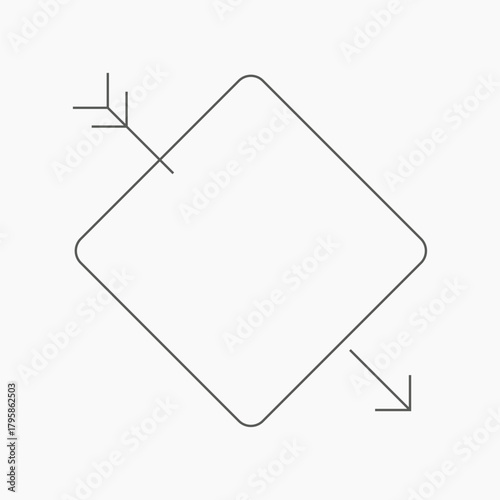 Arrow through square frame vector