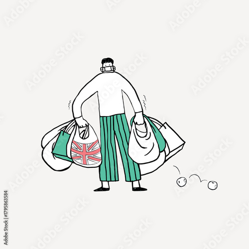 Covid-19 hoarding shopping doodle collage element vector