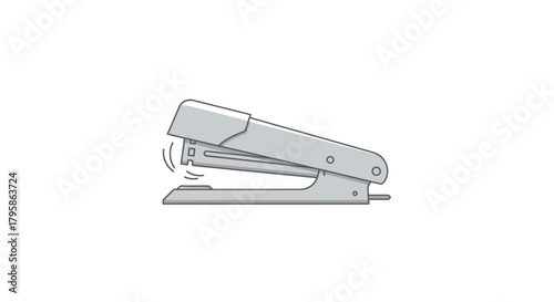 Gray stapler outlined in black, ready to staple