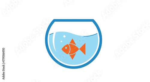 Fishbowl icon with simple orange fish