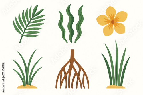 Botanical Structures and Plant Icons Set