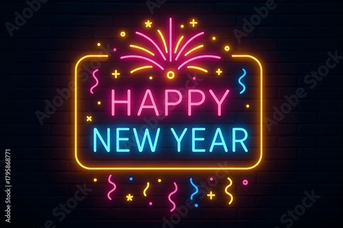 Happy New Year  — Neon Celebration Banners, Cards, Posters, and Holiday Designs