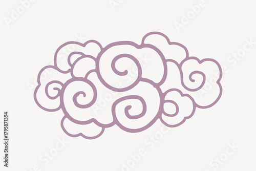 Purple oriental cloud, Chinese weather graphic vector
