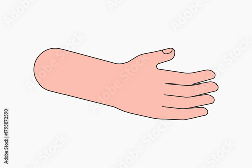 White hand gesture, flat collage element vector