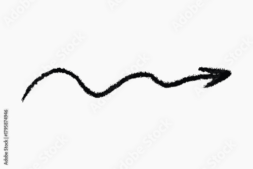 Curved hand-drawn black arrow illustration vector
