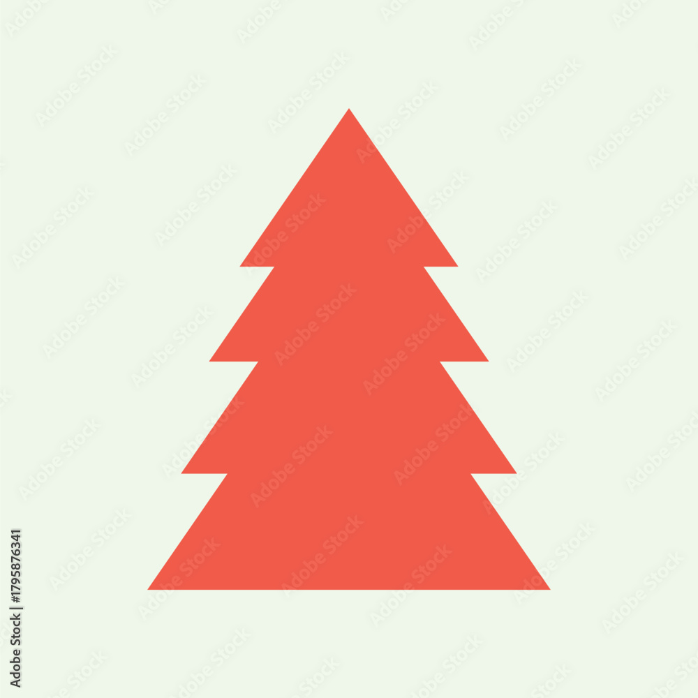 Fototapeta premium Red tree geometric flat illustration vector