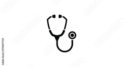 Black stethoscope icon on white