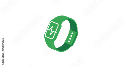 Green fitness tracker with heartbeat symbol on its screen