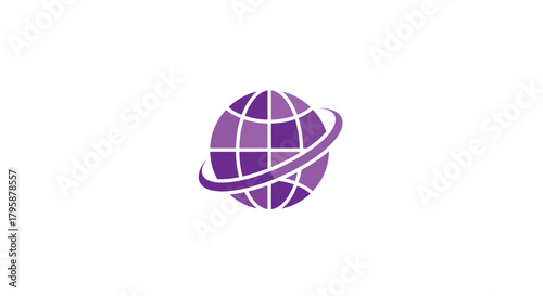 Purple globe icon w/ orbiting line