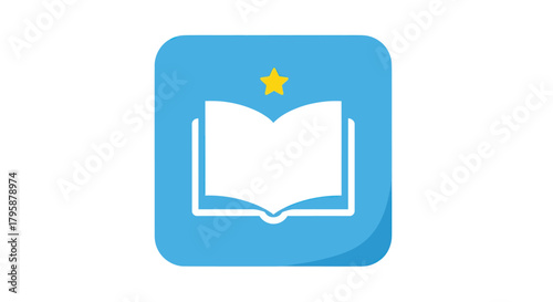 Open book icon on blue