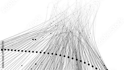 Dot and Curve Network, Abstract Connection Pattern for Tech and Innovation Design, 3d render