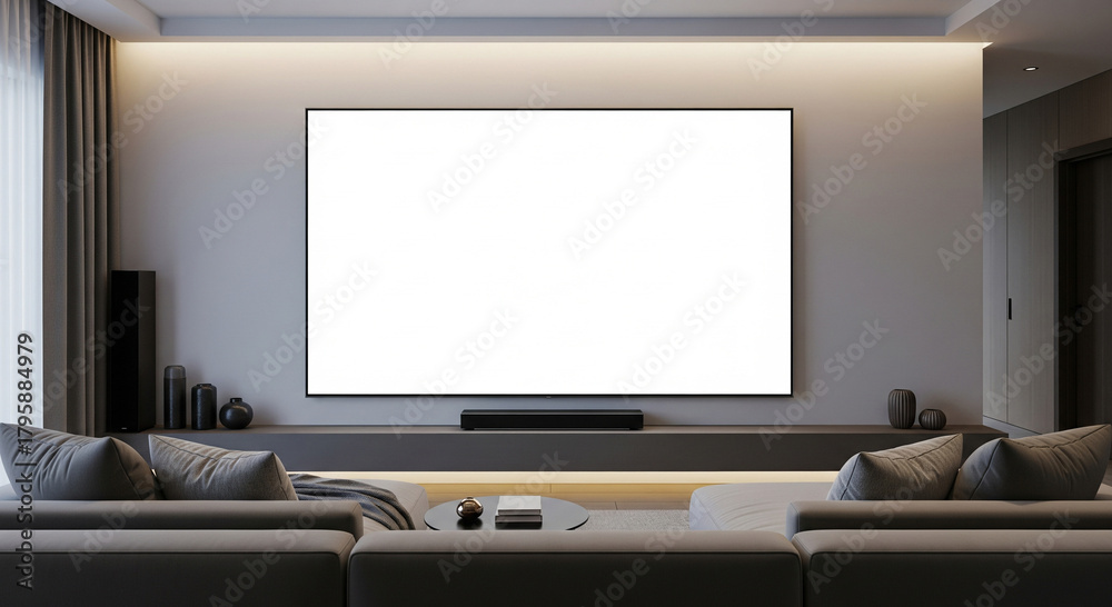 Fototapeta premium Smart TV Mockup in Modern Living Room Setting
