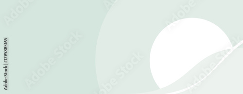 Soft green background with a minimalist style. The background features a smooth, pastel green color with abstract shapes and a white circle. Circle pattern background vector. Green background.