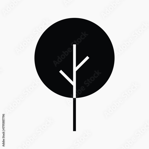 Tree environment icon, line art design vector