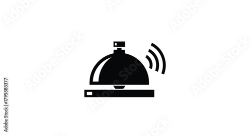 A black silhouette of a service bell with sound waves