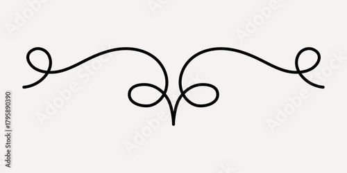 Elegant black decorative flourish design, hand drawn vector