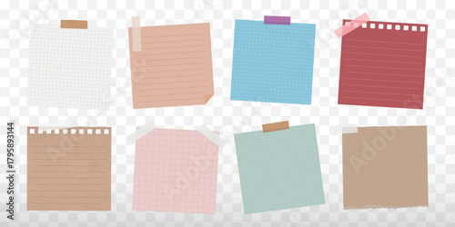 Collection of colorful sticky notes. Sticky notes in various colors and sizes. Perfect for reminders, sticky notes for office or home use, colorful sticky notes. Memo elements, vector set.