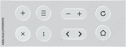 Set of liquid glass vector icons. Modern ui ux element with transparent buttons. Realistic glassmorphism style for web application design.