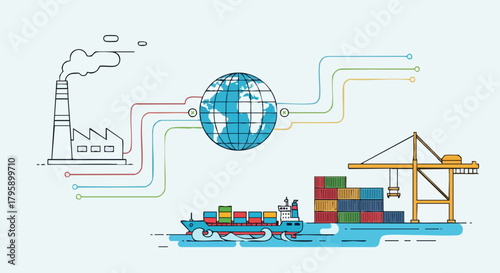 Global Trade and Manufacturing - A Visual Representation of International Commerce.