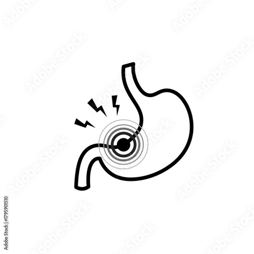 Stomach Pain Icon – Gastric Disorder Line Vector