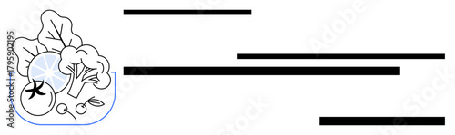 Fresh vegetables including broccoli, lettuce, tomato, and onion in a bowl. Ideal for nutrition, health, vegan lifestyle, food choices, organic farming diet planning simple flat metaphor