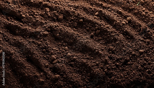 Closeup Of Dark Brown Fertile Soil Texture
