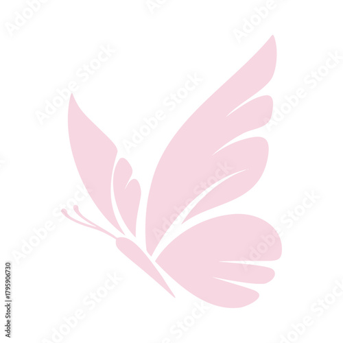 Delicate pink butterfly fluttering gracefully, evoking feelings of springtime renewal, perfect for beauty, wellness, and nature-inspired designs