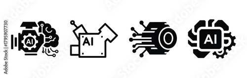ai engine silhouette icon vector set.