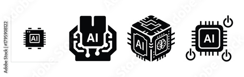 ai power module silhouette icon vector set.