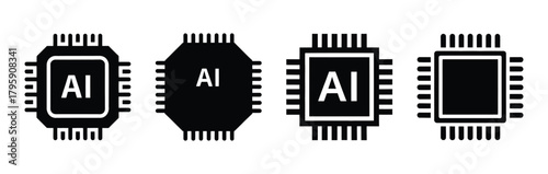 ai spark chip silhouette icon vector set.