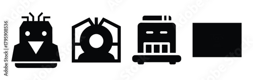 machine intelligence silhouette icon vector set.