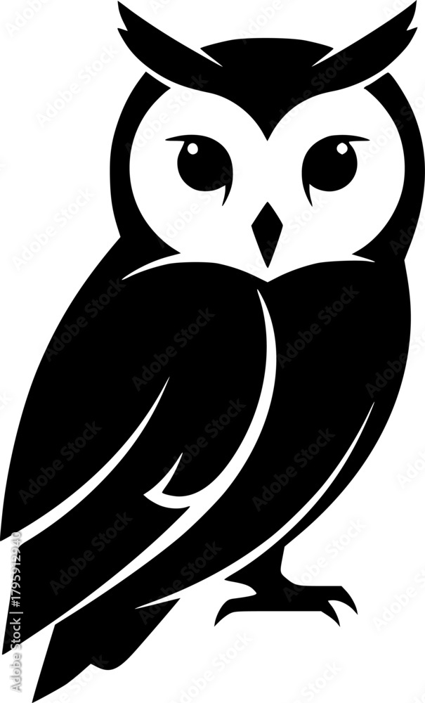 Fototapeta premium owl silhouette line art vector illustration with a white background 