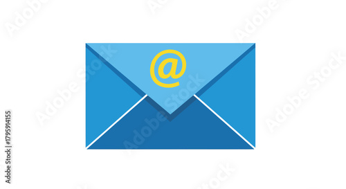 Blue envelope with yellow "@" symbol