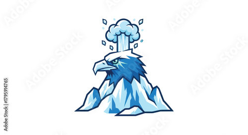 Ice eagle erupting water