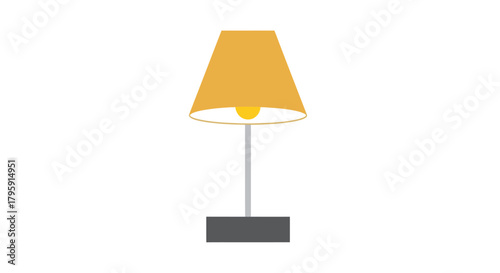 Simple table lamp with a yellow shade and gray base