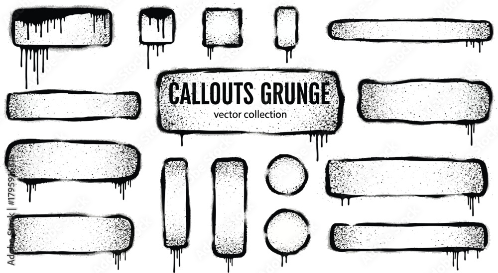 Naklejka premium Collection of hand drawn grunge speech bubbles and callout boxes