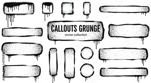 Collection of hand drawn grunge speech bubbles and callout boxes