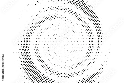 Radial halftone circular pattern with layered dotted rings forming a soft fading visual effect, minimal abstract texture suitable for posters, banners, UI elements, modern branding, and graphic layout