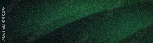 Fotografija Dark wide abstract gradient in deep forest green and shadowy black, featuring a prominent grainy texture and stark wavy shadows