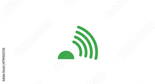 Green radiating arcs emerge from a semi-circle