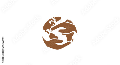 Earth held in hands, monochrome