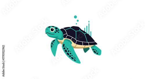 Cartoon turtle swimming