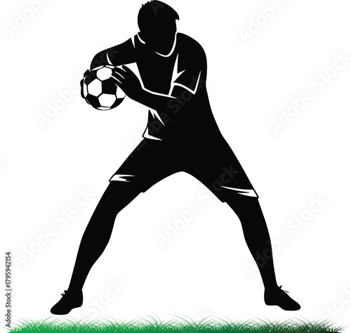 Soccer player silhouette ready to throw the ball vector