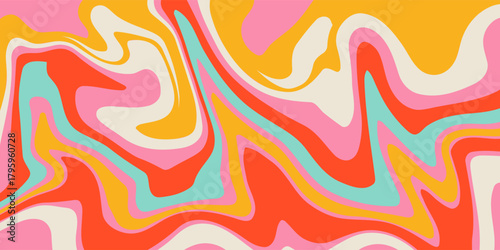 Psychedelic swirl acid wave rainbow line backgrounds in 1970s 1960s hippie style. y2k wallpaper patterns retro vintage 70s 60s groove. psychedelic poster background