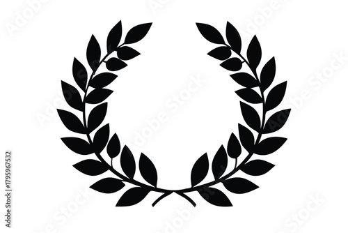 mixed leaves wreath vector icon silhouette