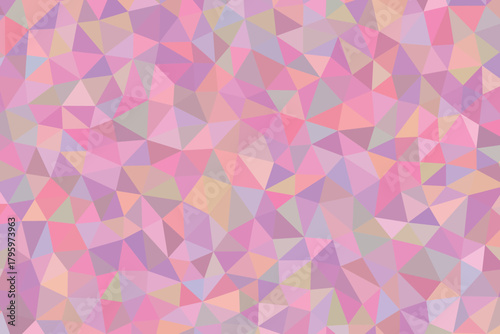 Abstract geometric background with pink, purple, and peach triangles creating a mosaic pattern of light and shadow