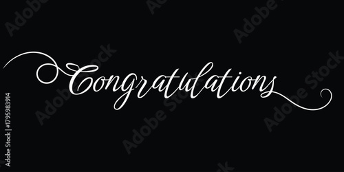 congratulations calligraphy on black background. Golden ,white,bronze hand drawn text