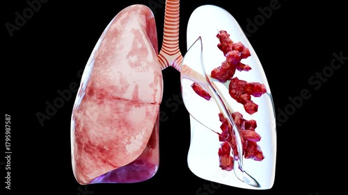 3d human lungs Cancer , cancer growth , Tumor growing, 3D Rendered Medical Animation , Lungs Cancer Visualization , Pneumonia illness ,High quality 4k footage