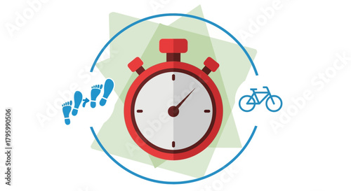 Stopwatch timing various physical activities like walking, running, and cycling, symbolizing exercise and fitness tracking.