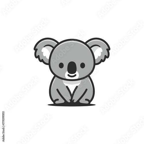 Adorable koala illustration furry and gray